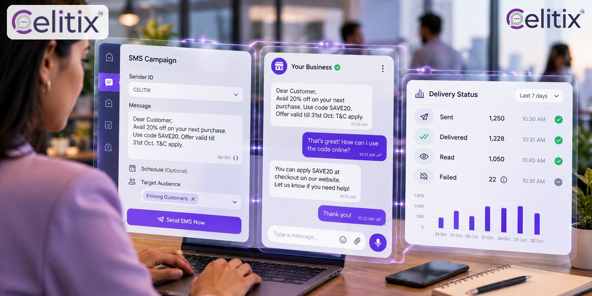 Sms services for business shown in a working setup, covering which sms service to choose and business text messaging options