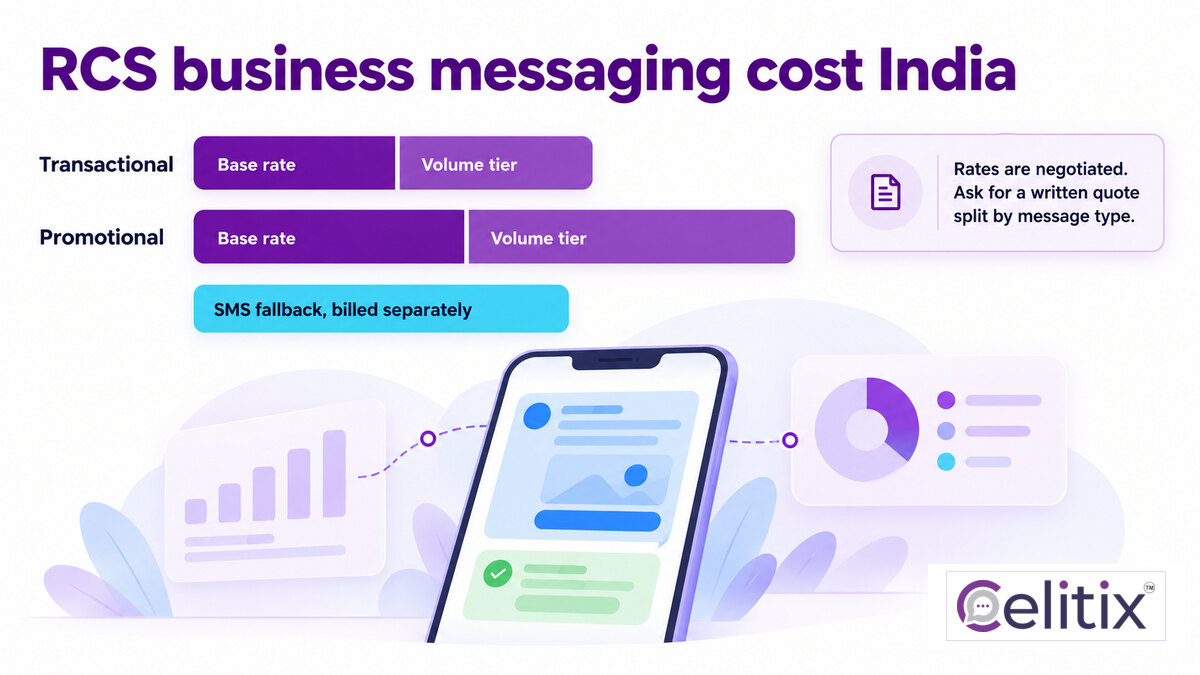 How RCS business messaging cost India is actually structured in RCS business messaging India RCS business messaging cost India shown as a per message structure rather than a single rate, with RCS SMS fallback priced separately inside RCS business messaging India